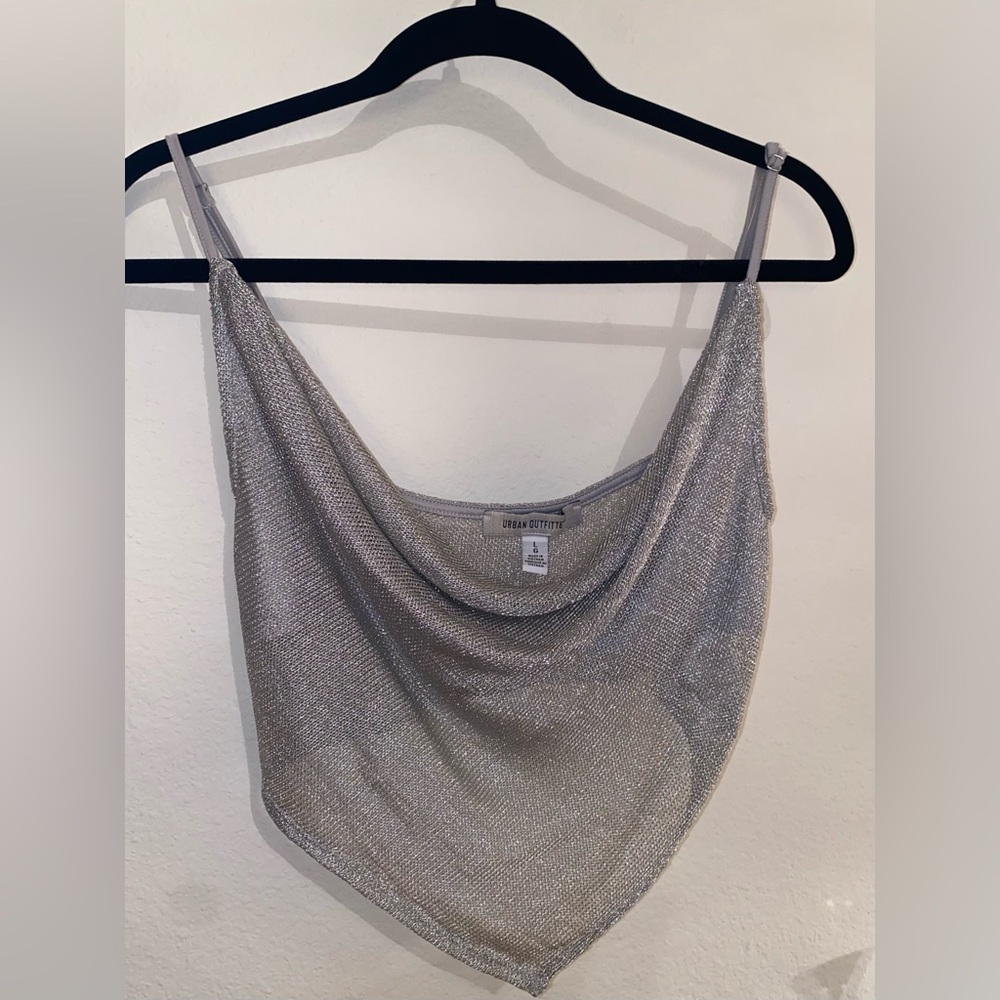 large urban outfitters silver sparkly top